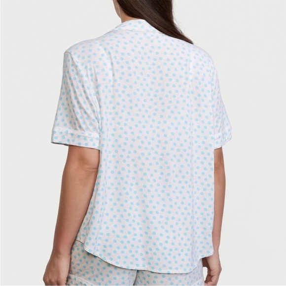 Victorias Secret Blue and White Polka Dot Pajama Set Size Large - Picture 6 of 7